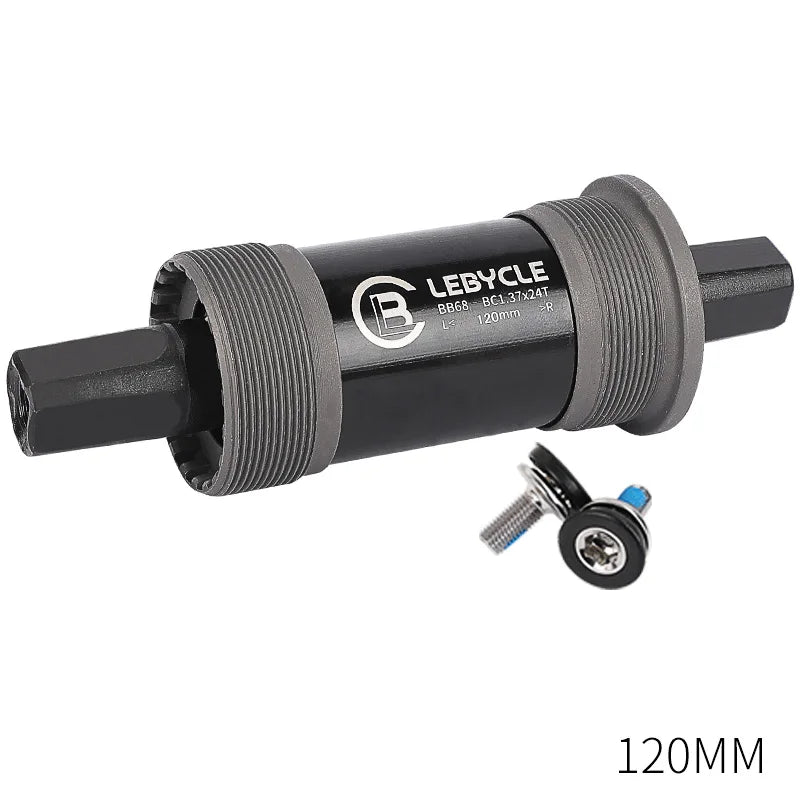 LEBYCLE MTB Road Bicycle Square Bottom Bracket BB68 Threaded Bottom Bracket Bike Hollow Axle 113/120/122.5/124.5/126mm