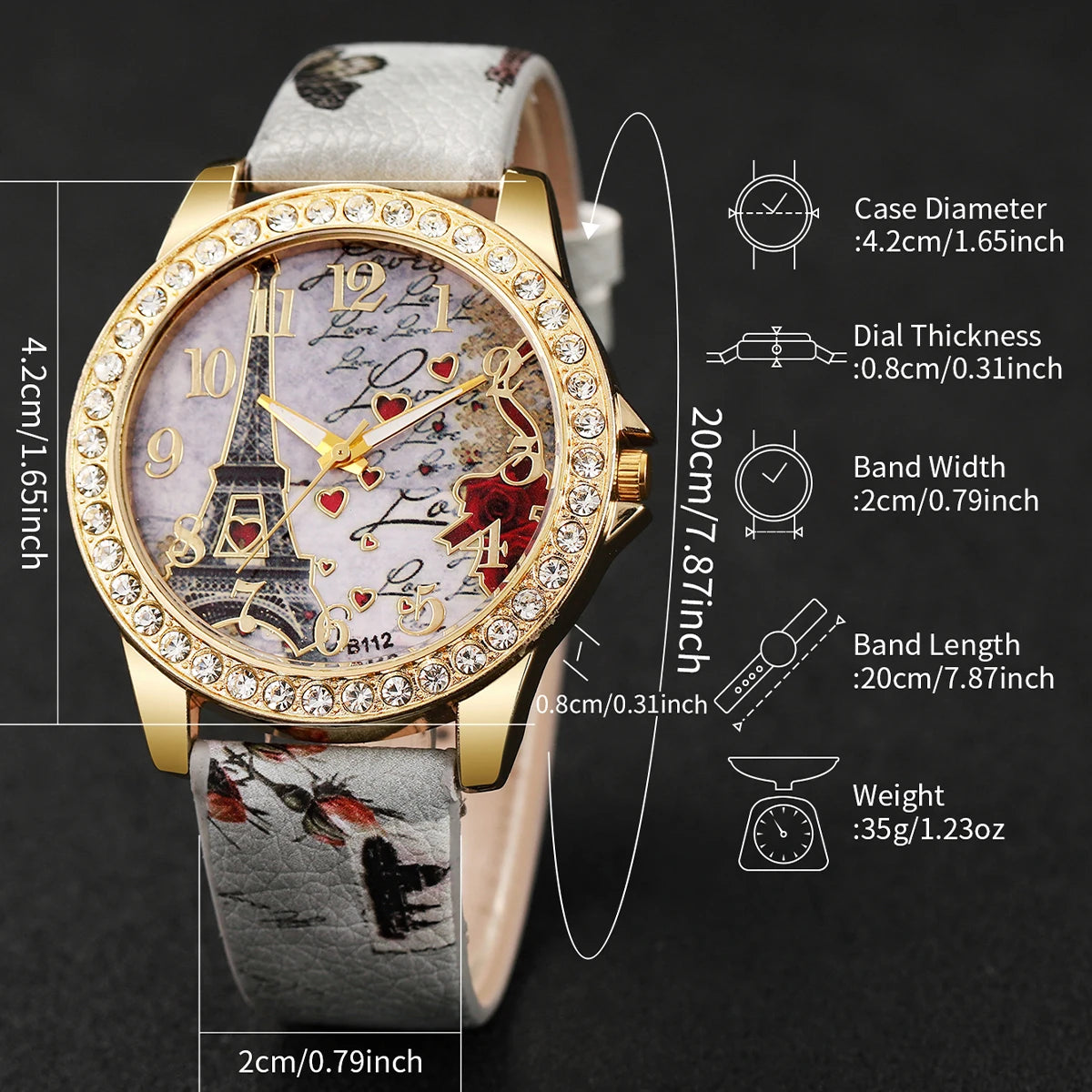 Fashion Rhinestone Women's Watch Arabic Dial Leather Band Quartz Watches(Without Box)