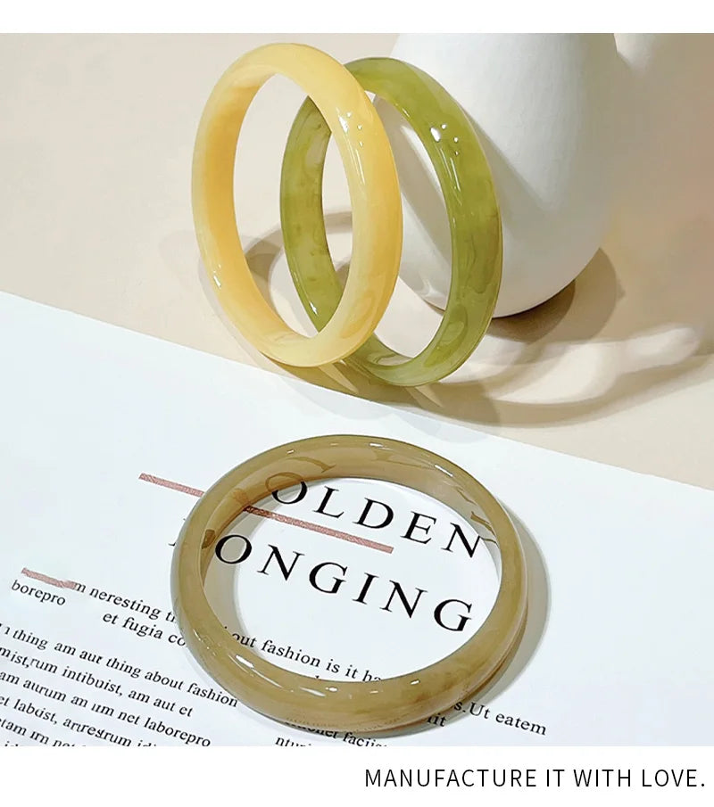 3pcs New Vintage Resin Acrylic Bangle Set for Women Jewelry Korean Cuff Bangles Bracelets with Charms Designer Round New Gifts