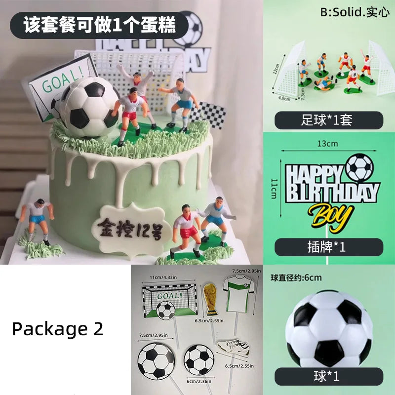 Football Boy Cake Decoration Football Field Player Doll Cupcake Top Happy Birthday Decoration Sports Children's Party Supplies