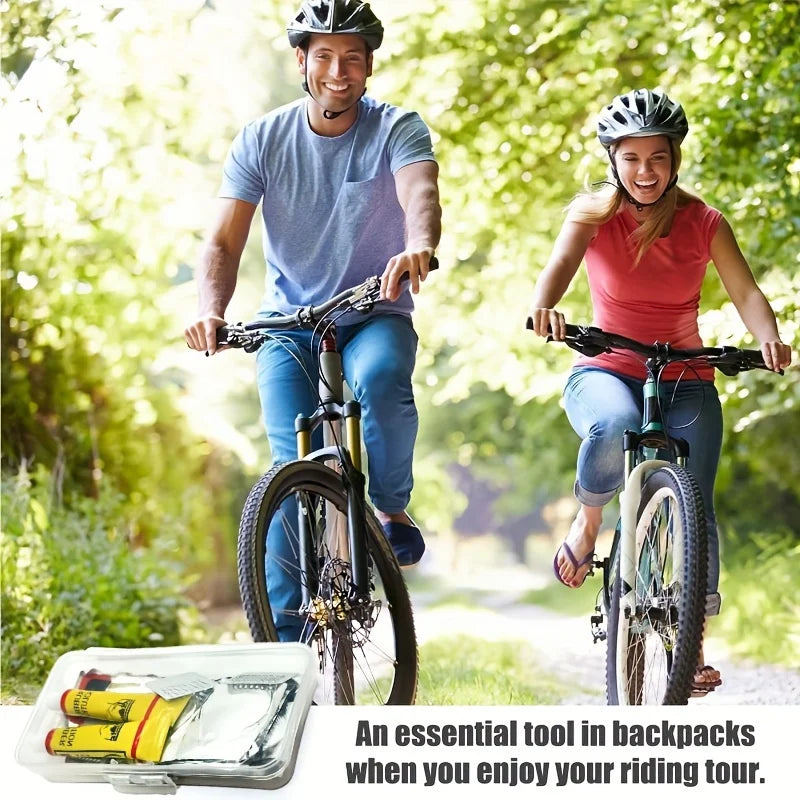 32pcs Bike Tire Repair Kit - Bycicle Inner Tube Puncture Patch Kits with Vulcanizing Patches, For Cycling Road Mountain Bicycle