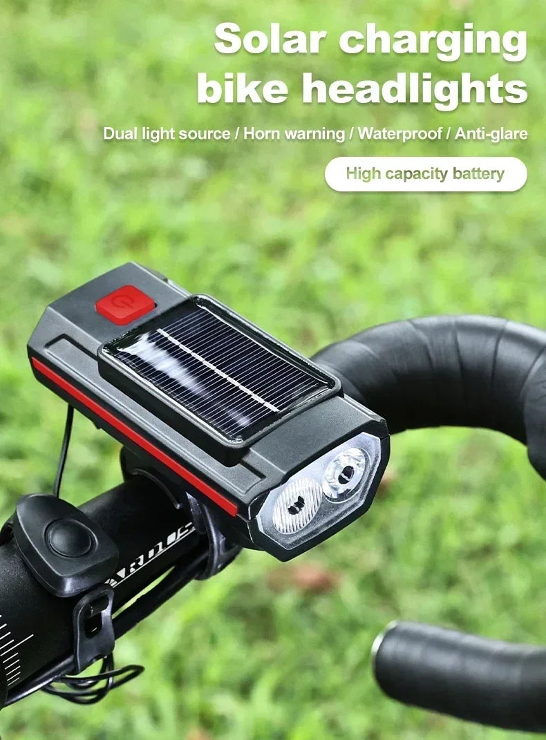 Bicycle Front Light USB Rechargeable with 120dB Horn Highlight Mtb Road Bike Headlight Night Riding Warning Lamp Cycling Light