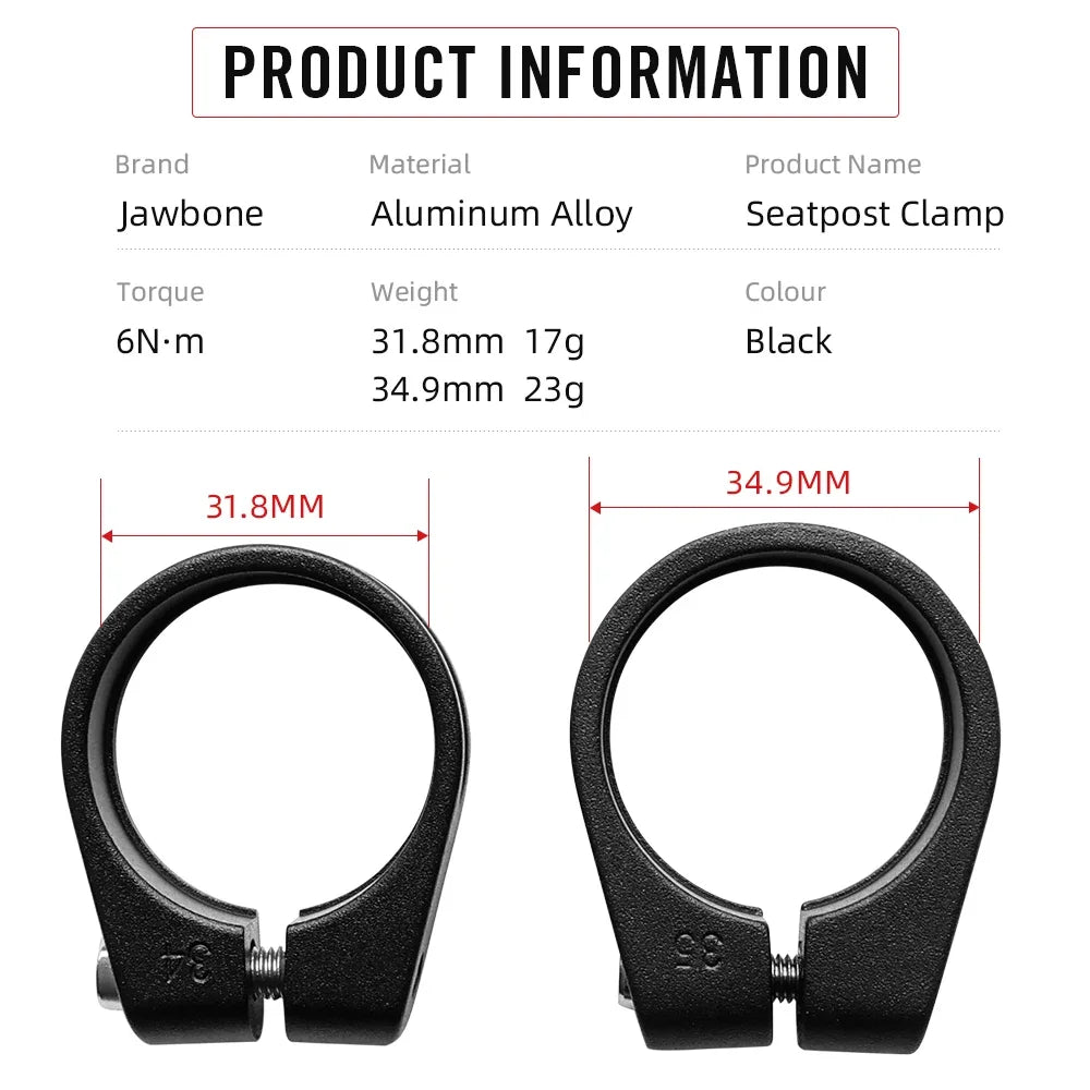 Jawbone Seat Post Clamp CNC Alloy Light Saddle Bicycle Seating Post for 25.4 27.2 30.9 31.6 mm Lock Bike Cycling Accessories