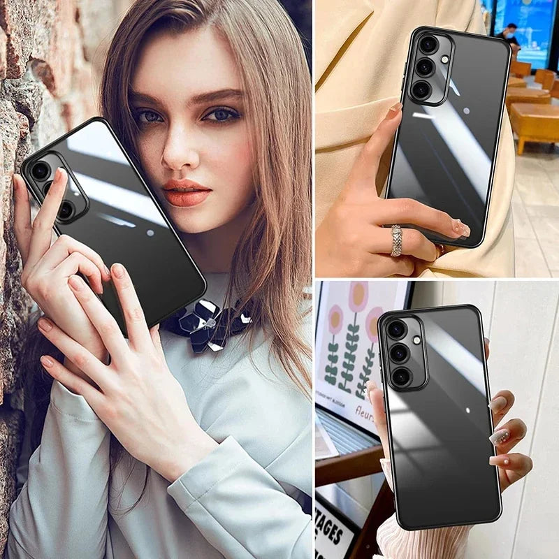 Luxury Glitter Plating Silicone Soft Case For Samsung Galaxy S25 S24 S23 FE Plus Ultra Transparent Clear Shockproof Back Cover