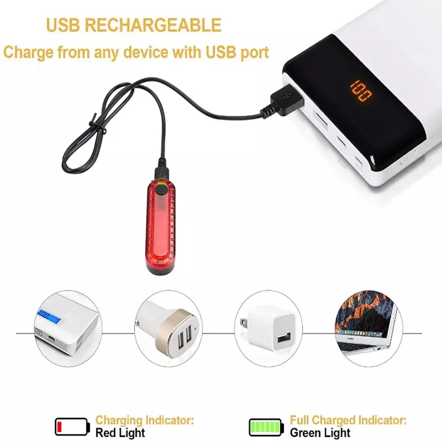 USB Rechargeable Bicycle Light Cycling Rear Light LED Taillight Waterproof MTB Road Bike Light Back Lamp for Bicycle D2K2
