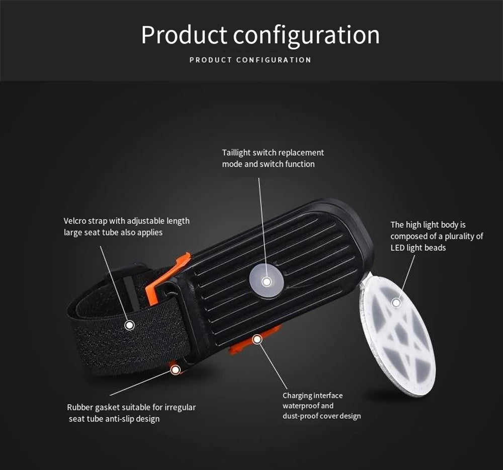 New Multi Lighting Modes Bicycle Taillight USB Rechargeable Led Bike Light Flash Tail Rear Lights for Mtb Bike Seatpost