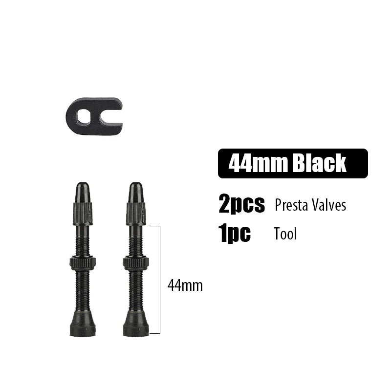 2pcs/bag Bicycle Bike Tubeless Presta Valves Stems Aluminium Alloy 40mm 44mm 48mm 60mm 80mm with Valve Core Removal Tool