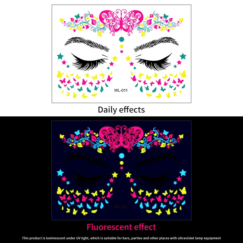 3D Face Eyes Party Makeup Tattoo Sticker Acrylic Diamond Rhinestones Sticker Self-adhesive Mixed Crystal Face Decoration Sticker