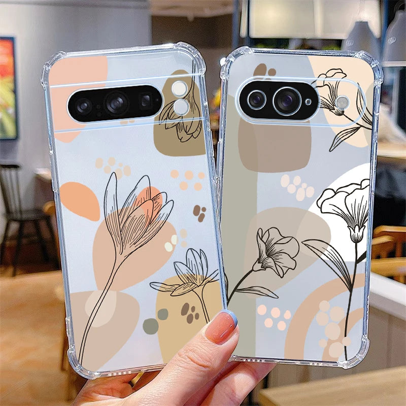 P ixel 8 Pro Plant Flower Transparent Phone Case For Google Pixel 8Pro 7A 8A 6 8 9 6Pro 9ProXL 7Pro 6A 7 9Pro Cover