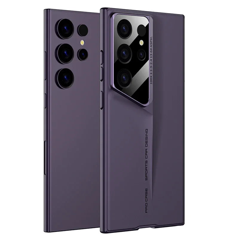 Ultrathin Blade Mecha Hard PC Matte Phone Case For Samsung Galaxy S24 S23 S22 S25 Ultra Lens Protection Frosted Shockproof Cover