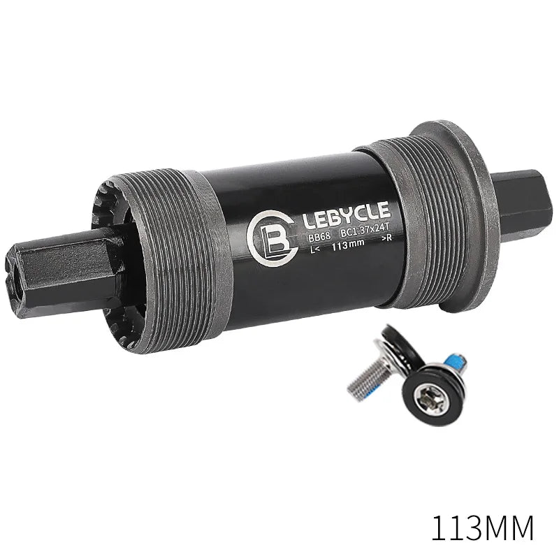 LEBYCLE MTB Road Bicycle Square Bottom Bracket BB68 Threaded Bottom Bracket Bike Hollow Axle 113/120/122.5/124.5/126mm