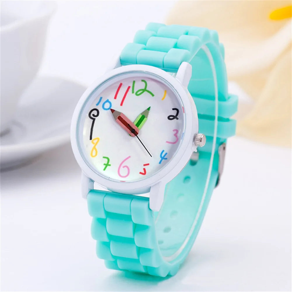Women Watch Fashion Simple Pencil Design Digital Quartz Watches Casual Jelly Multicolour Silicone Ladies Clock Dress Wristwatch