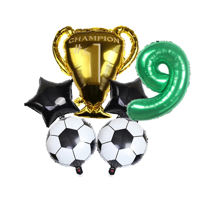 32inch Green Digital Number Foil Ballon Trophy Football Helium Balloons Kids Gifts Birthday Party Football theme Decoration