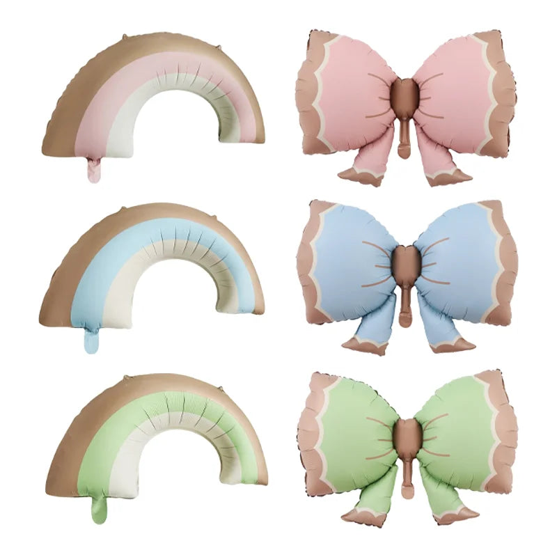Cute Matte Rainbow Cake Bear Foil Balloon Kids Adult Birthday Party Decorations Cartoon Bow Candy Ice Cream Balloons Globos