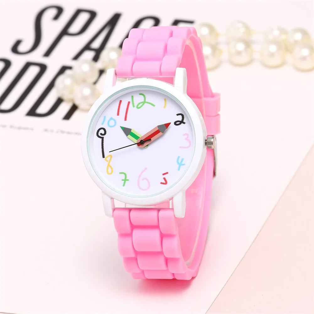 Women Watch Fashion Simple Pencil Design Digital Quartz Watches Casual Jelly Multicolour Silicone Ladies Clock Dress Wristwatch