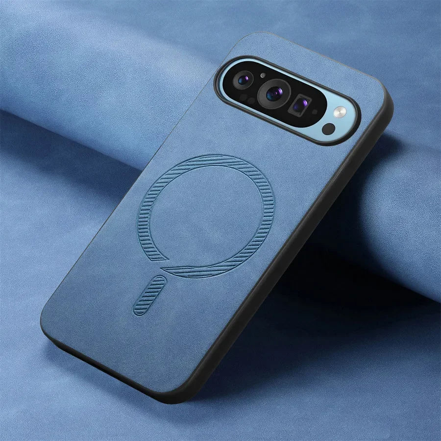 for Magsafe PU Leather Phone Case for Google Pixel 9 Pro XL Matte Magnetic Wireless Charging Cover for Pixel 7A 8A 8 7 Pro