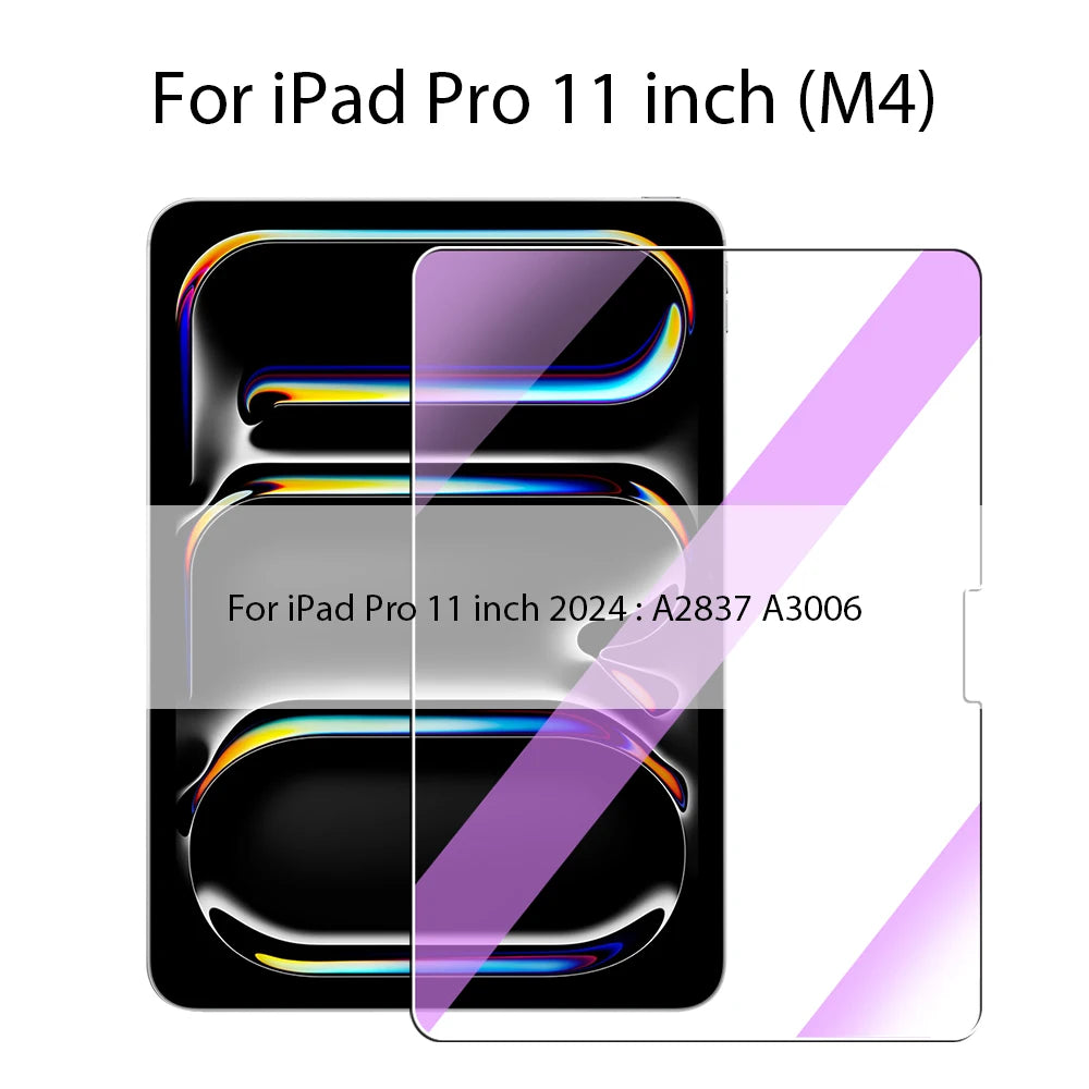 Tempered Glass For Ipad Pro 11 12.9 13 2024 10th 9th Gen Screen Protector For Ipad Air 5 4 Mini 6 10.9 10.2 Film Anti Blue Light