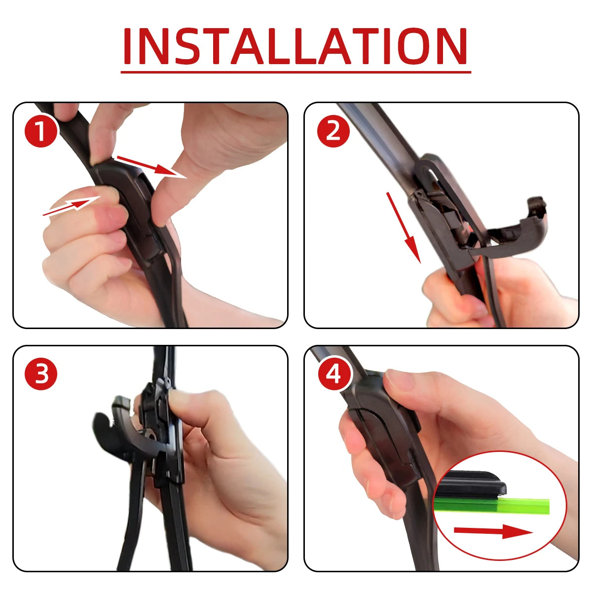 Car Windshield Wiper blades Hook Universal Soft Rubber Frameless Bracketless Car Wipers 14" 16" 17" 18" 19" 20" 21" 22" 24" 26"