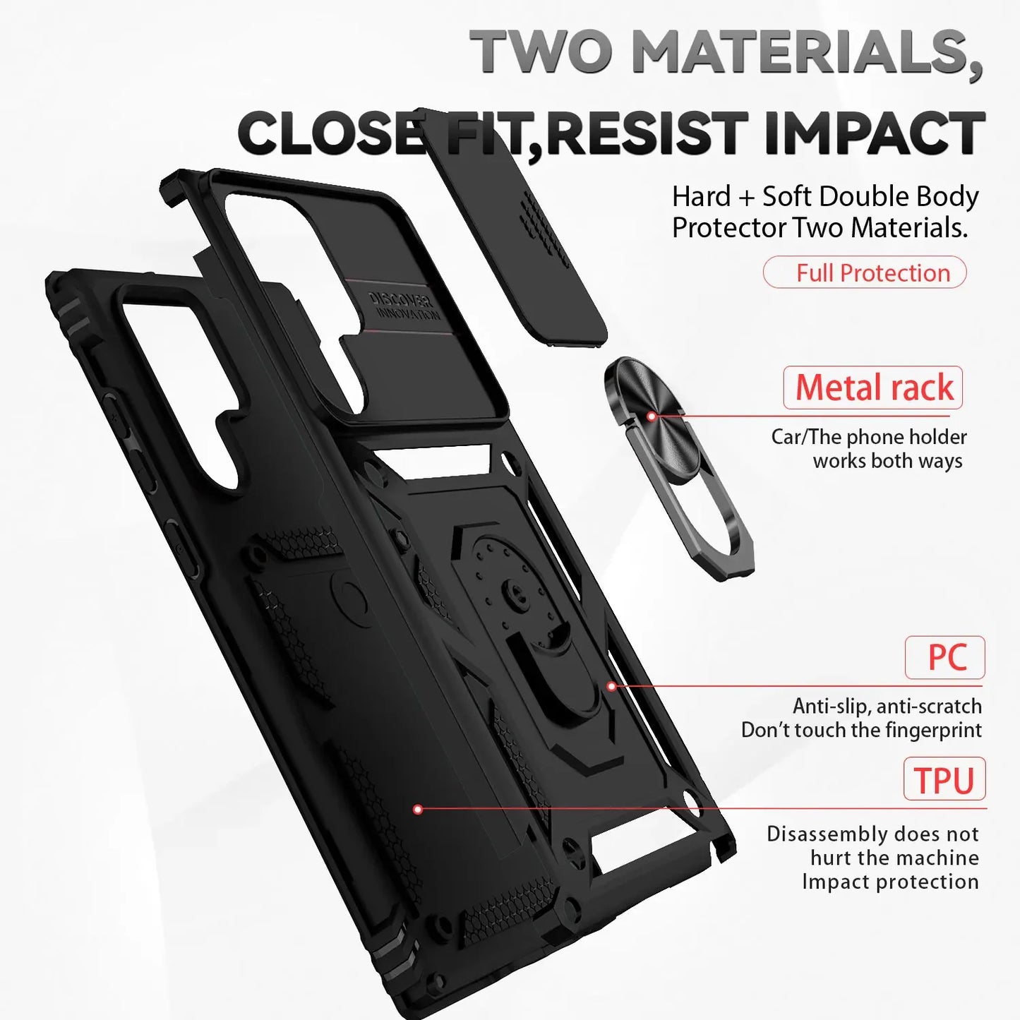 For Samsung Galaxy S24 Ultra Case Coque Fundas Slide Lens Magnetic Holder Back Bumper Samsung S23 S24 S22 S21 Plus Ultra Cover