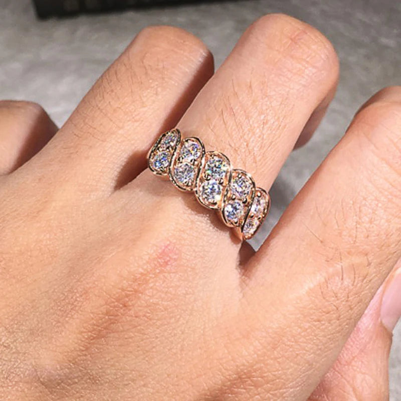 Luxury Women Wedding Rings Rose Gold Color Modern Fashion Female Accessories Party Statement Lady Jewelry Drop Shipping