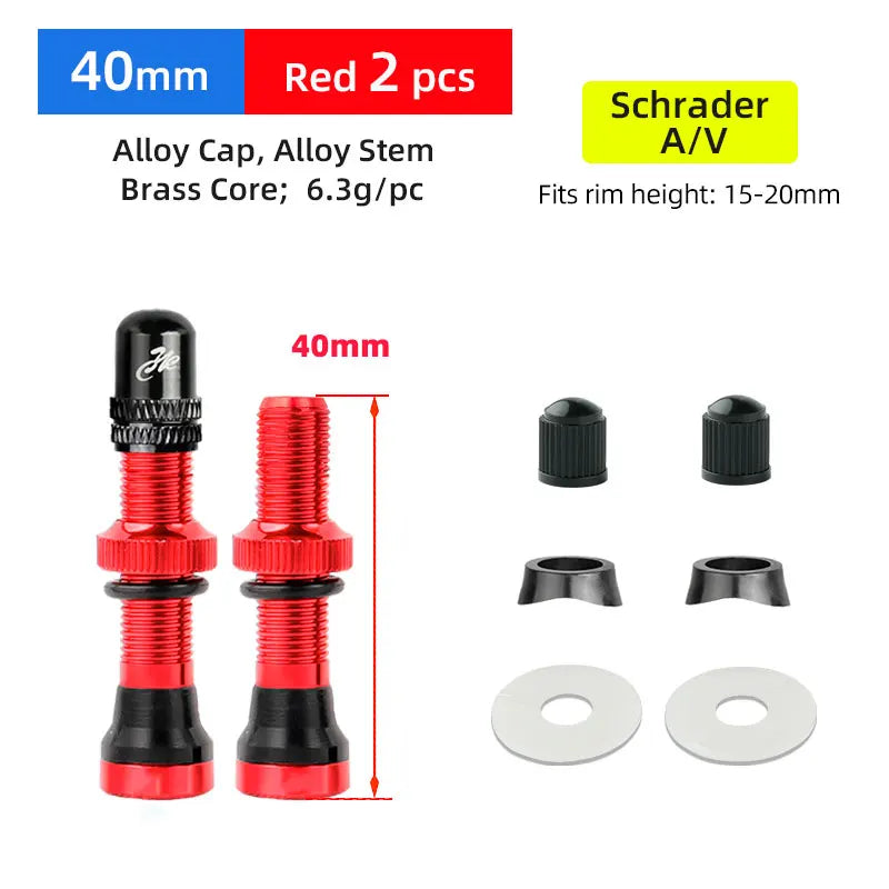 Deemount 2PCS Bicycle Tubeless Schrader Nipple A/V Valves Brass Core CNC Machined Anodized for MTB Road Bike Tubeless Rims