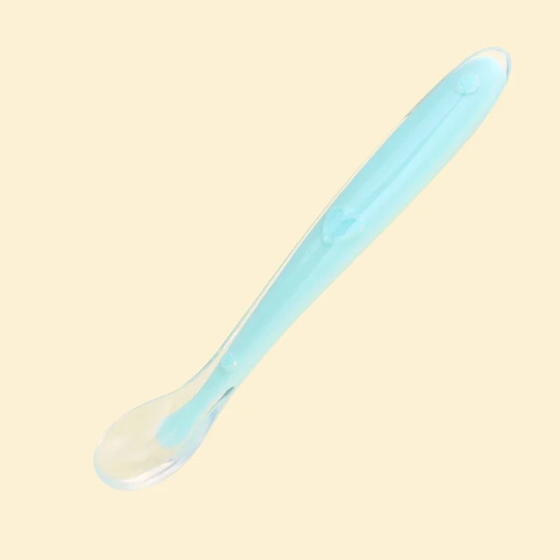 Baby Soft Silicone Spoon Soft Head Soup Spoon Baby Eating Training Spoon and Storage Box Feeding Tableware Set