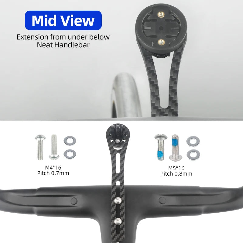 Bicycle Integrated Handlebar Computer Bracket for Garmin Bryton Wahoo Road Bike Speedometer Headlight Carbon Fiber Mount Stand