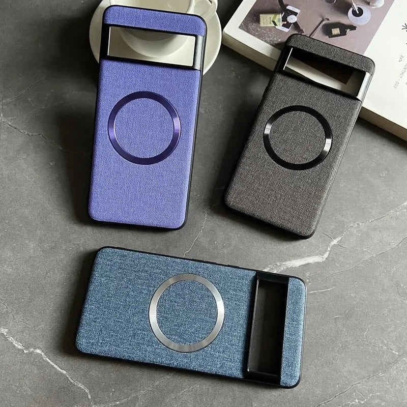 Luxury Business Magnetic Wireless Charging Case for Google Pixel 9 ProXL 6 7 8 Pro 6XL 5A 6A 8A Magsafe Linen Leather Slim Cover