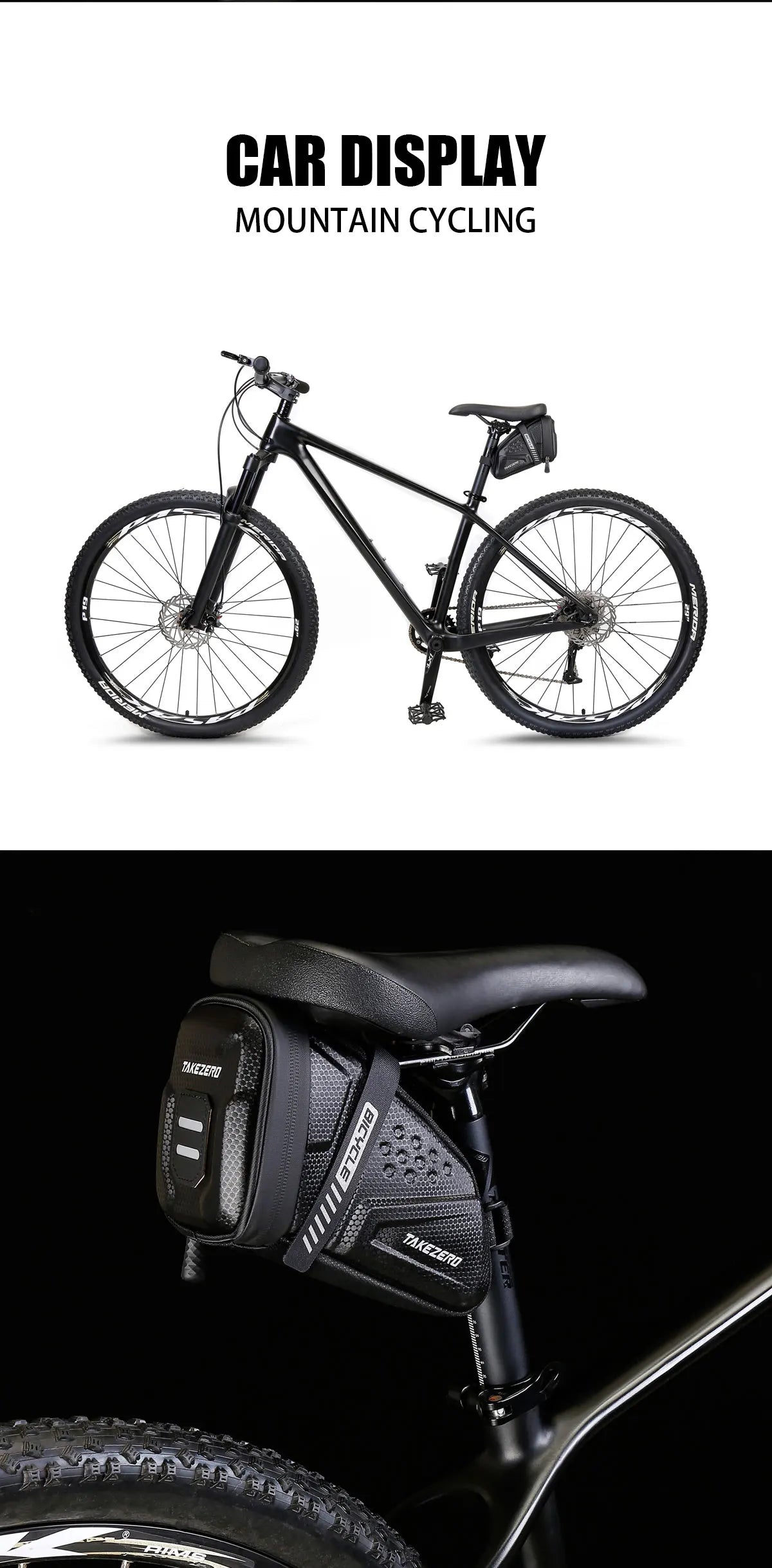 TAKEZERO TZ07 Bicycle Tail Bag Saddle Bag Mountain Bike EVA Hard Shell Road Bike Rear Bag Riding Equipment Accessories