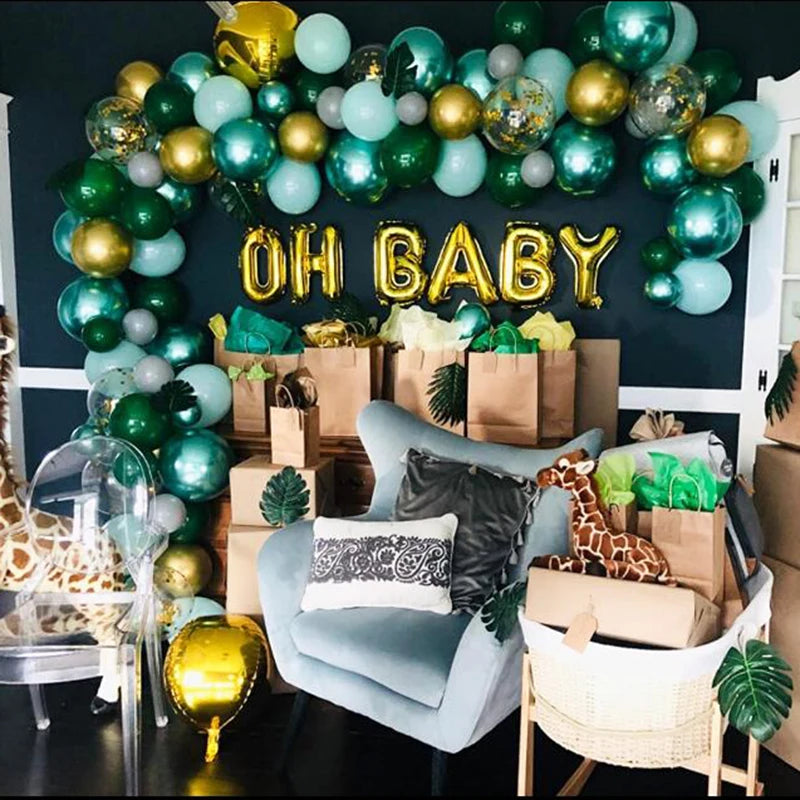 40Pcs/Set Jungle Theme Party Decorations Balloon Set Dark Green Balloon Forest Series Birthday Outdoor Party Arch Balloon Set