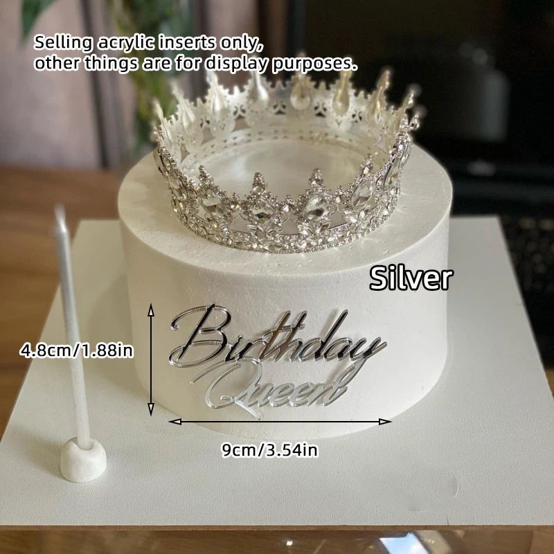 1/3/5pcs Acrylic Birthday Queen Gold Cake Topper Happy Birthday Party Sides Cake Decorations Accessories