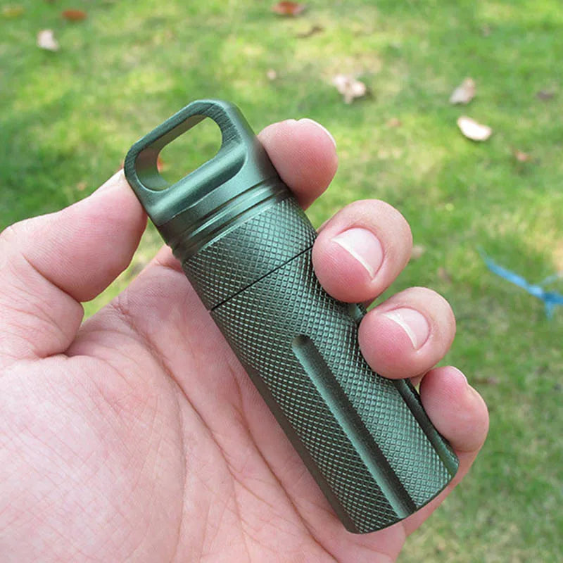 Aluminium Alloy Survival EDC Waterproof Capsule Seal Bottle Case Container Holder Tool Outdoor Camping Accessories