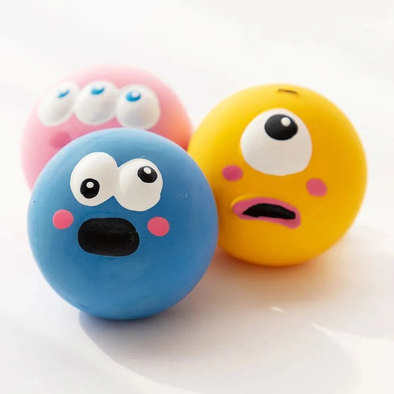 1-3PC Pet Squeaky Toys Pet Ball Toys Dog Chewing Rubber Ball Cleaning Tooth Dog Chew Toy For Dogs Bite Resistant Sounder Pet Supplies