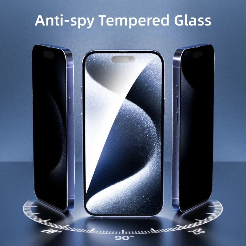 2PCS Private Tempered Glass For iphone 15 Pro Max Full Cover Screen Protector For 16 15 14 13 12 11 8 Anti-spy Protective Glass