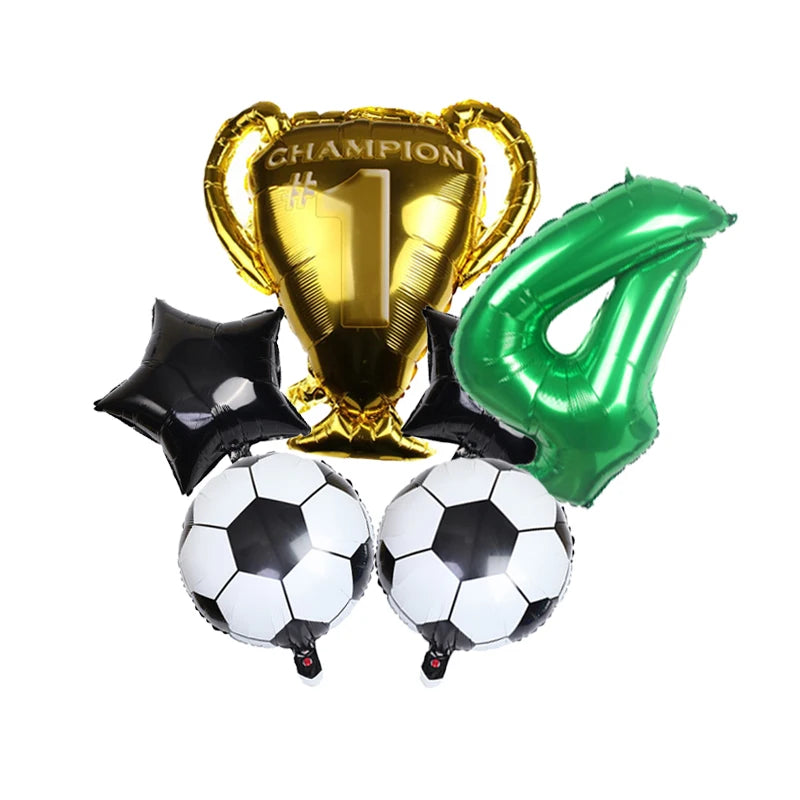 32inch Green Digital Number Foil Ballon Trophy Football Helium Balloons Kids Gifts Birthday Party Football theme Decoration