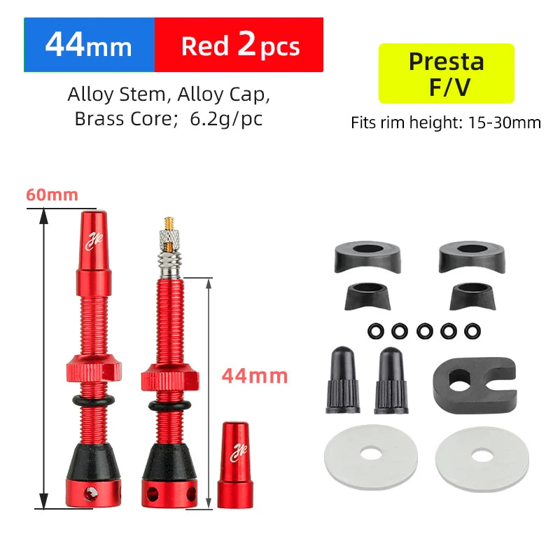 Bicycle F/V Tubeless Valve 44 60 80mm W/Tool Optional For Gravel Bike Aluminum alloy Pole Brass Core Presta Valve Cycling Parts