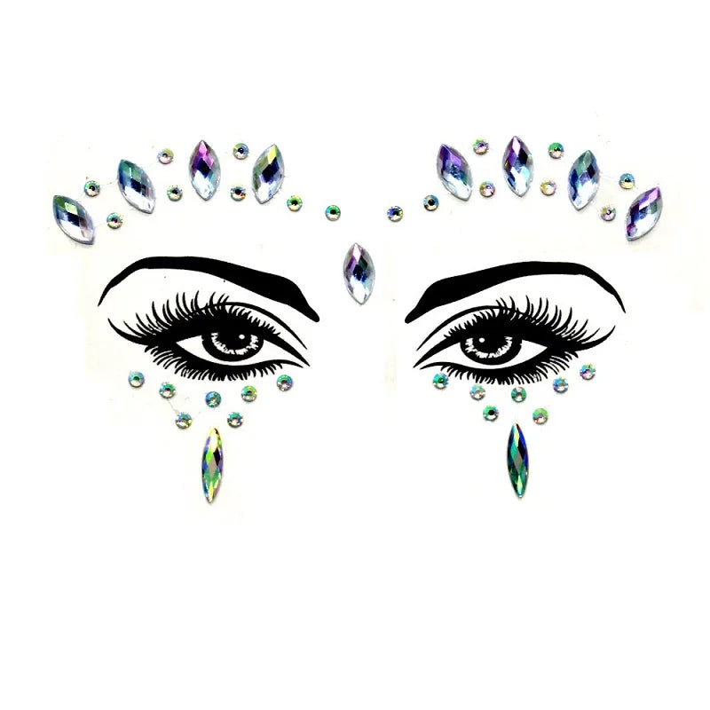 3D Rhinestone Bright Face stickers for festival Glitter Makeup Jewelry Sticker on Face crystals Gems jewels diamonds decoration