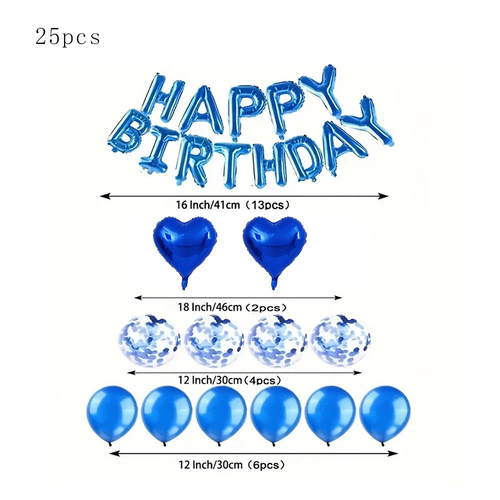 Multi-colored HAPPY BIRTHDAY Letters Foil Balloons Set Banner Heart Balloon Latex Confetti Balloon Birthday Party Decor Supplies