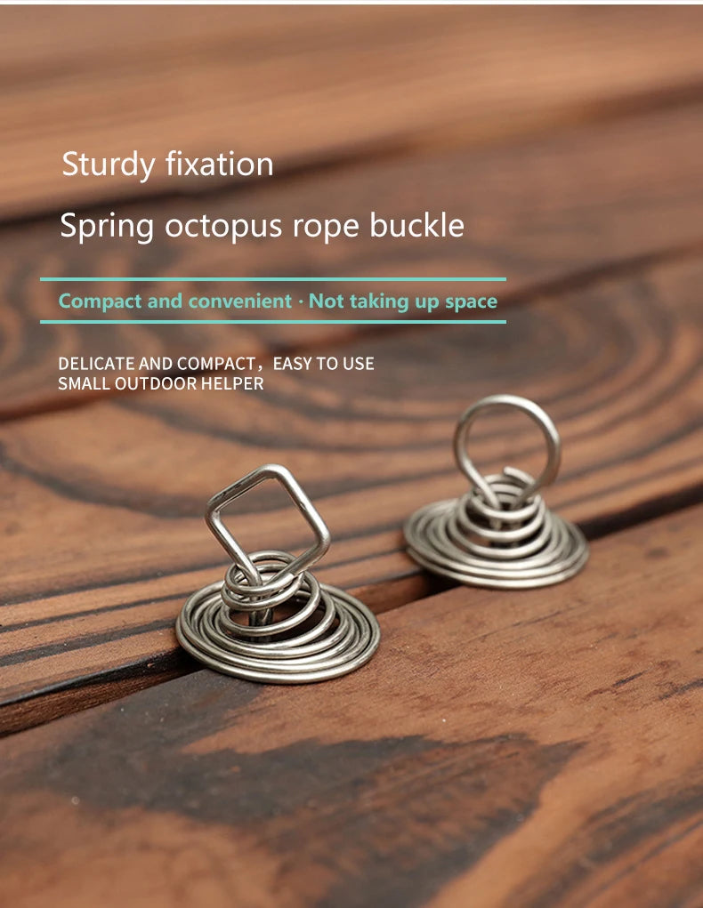 Outdoor Camping Octopus Rope Buckle Camping Deck Nail Stainless Steel Fixed Tent Rope Buckle Wooden Hook Spring Wind Rope
