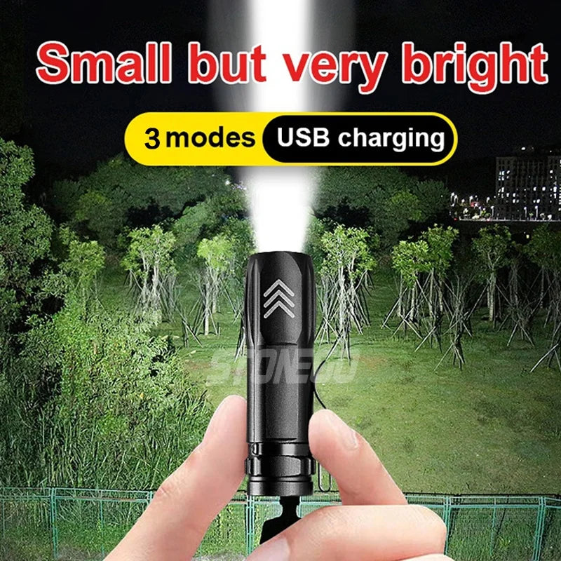 Mini Keychain Lamp Keychain Pocket Torch USB Rechargeable LED Light Flashlight Lamp Waterproof Keychain Light 1PC