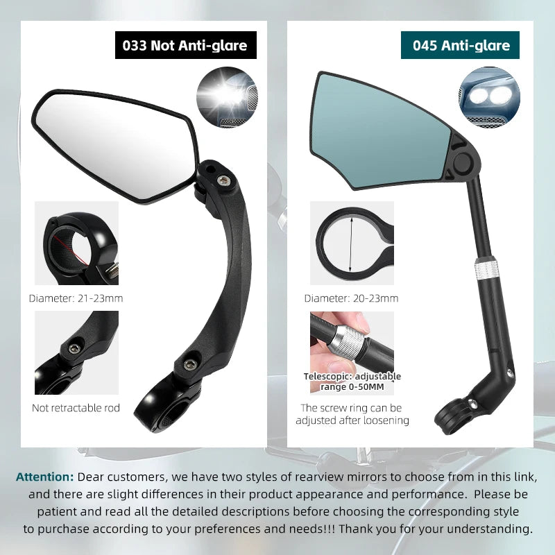 WEST BIKING Anti-Glare Bicycle Mirror Handlebar Rear View Wide Range Back Sight Reflect electric scooter Mirror bike accessories