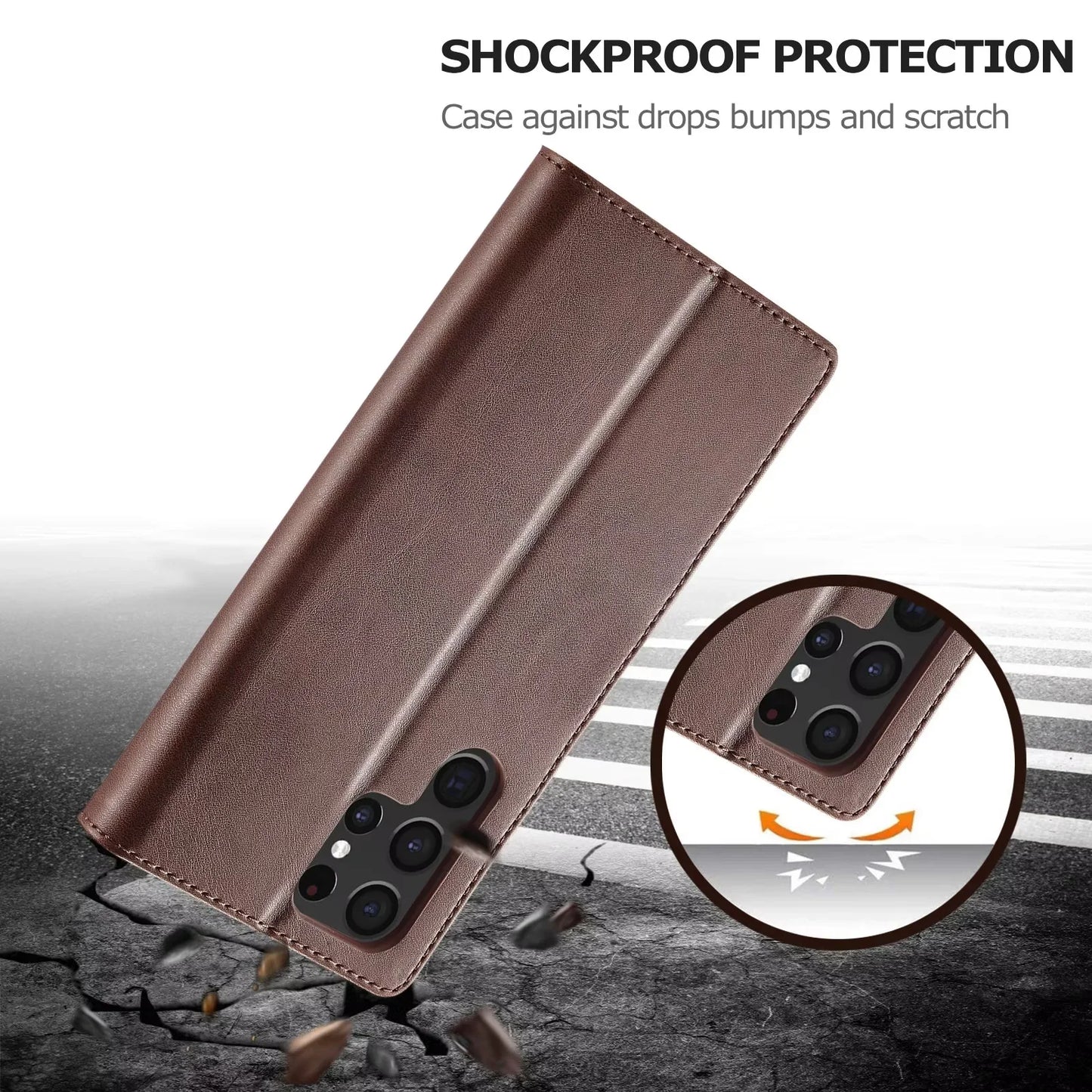 Business Leather Case for Samsung Galaxy S25 Edge Ultra S24 FE S23 Plus 5G Flip Wallet Card Holder Phone Cover