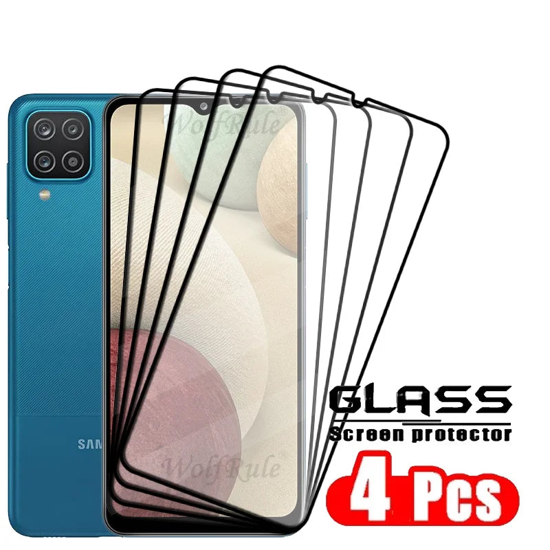 4PCS Full Cover Glass For Samsung A12 Glass Samsung Galaxy A12 Glass Full Glue Cover 9H HD For Screen Protector Samsung A12 A 12