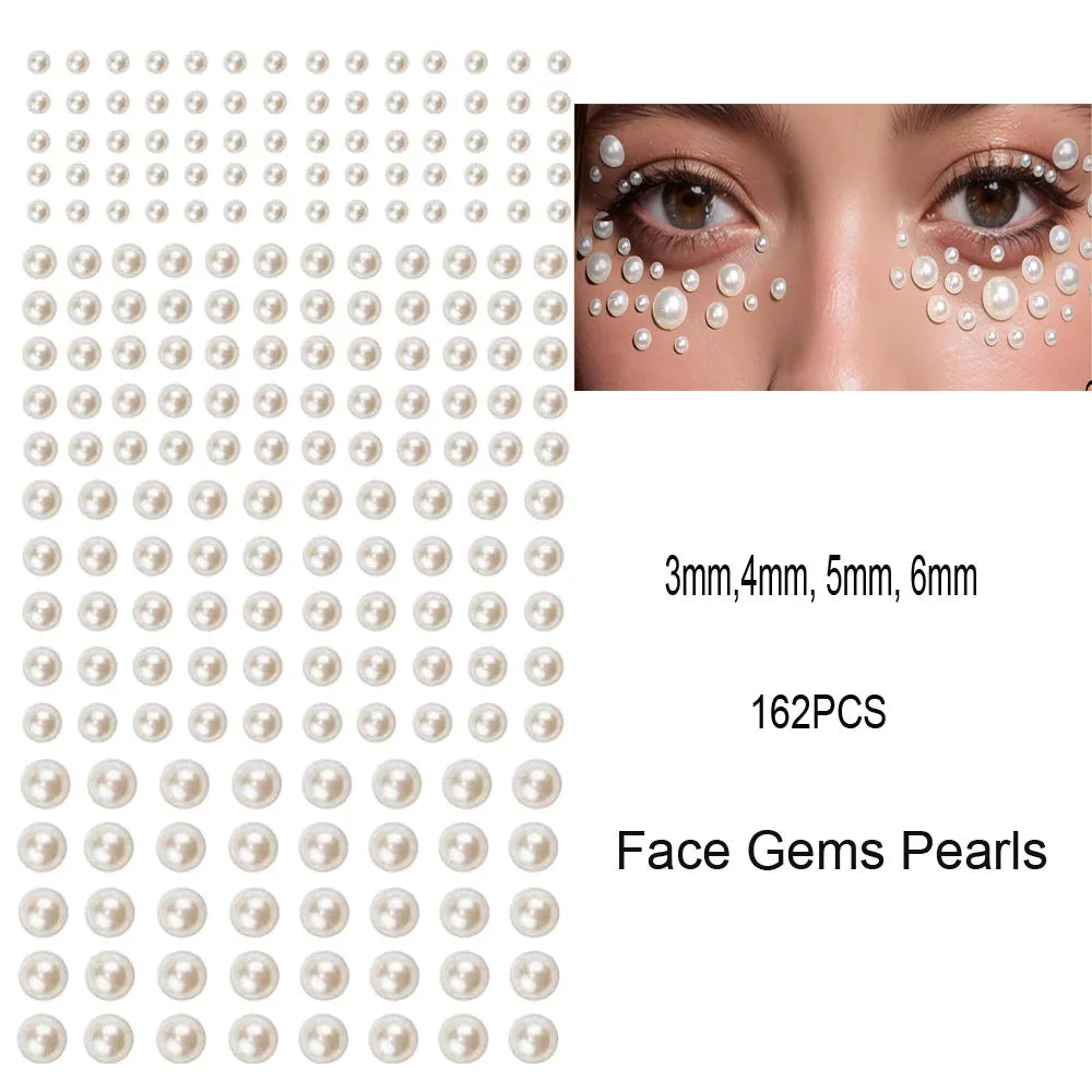 3D Face Eyes Party Makeup Tattoo Sticker Acrylic Diamond Rhinestones Sticker Self-adhesive Mixed Crystal Face Decoration Sticker