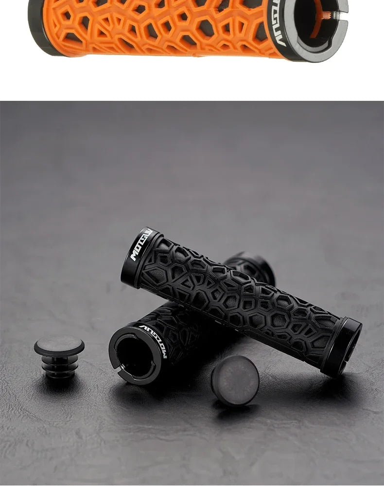 MOTSUV Bicycle Handle Bar Grips MTB Bike Soft Double-sided Locking Handlebar Cover Plug Rubber Non-slip Cycling Accessories Part