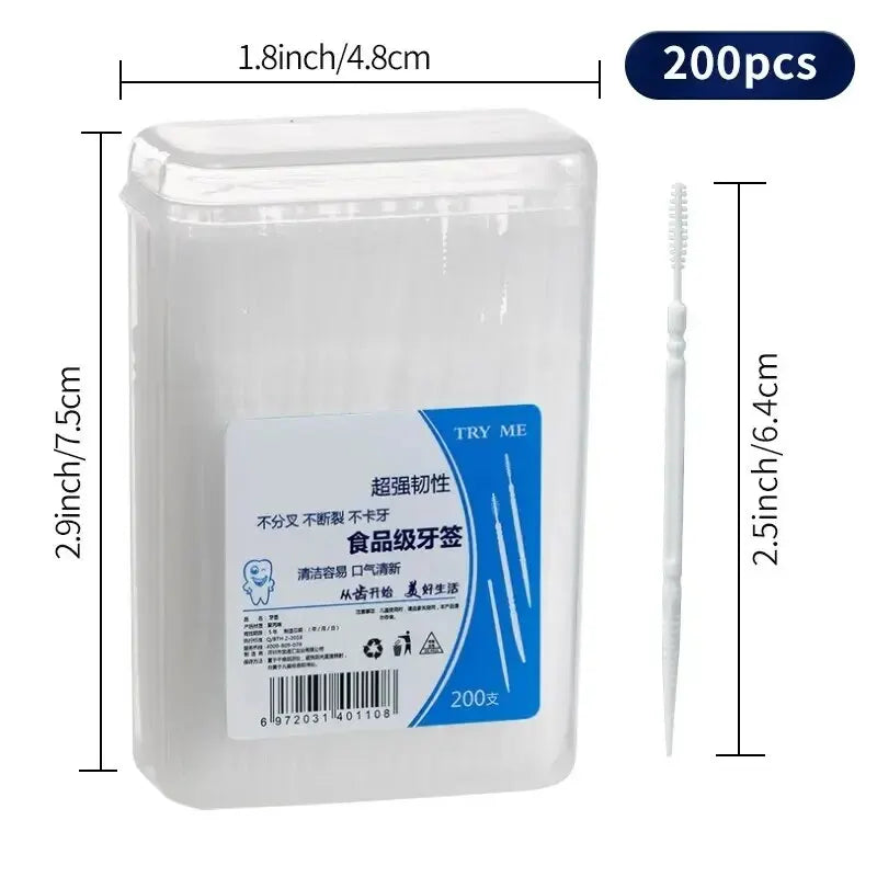 【Hot sales】Disposable double-head floss 200 toothpicks, floss, toothpicks Dental cleaning and care supplies