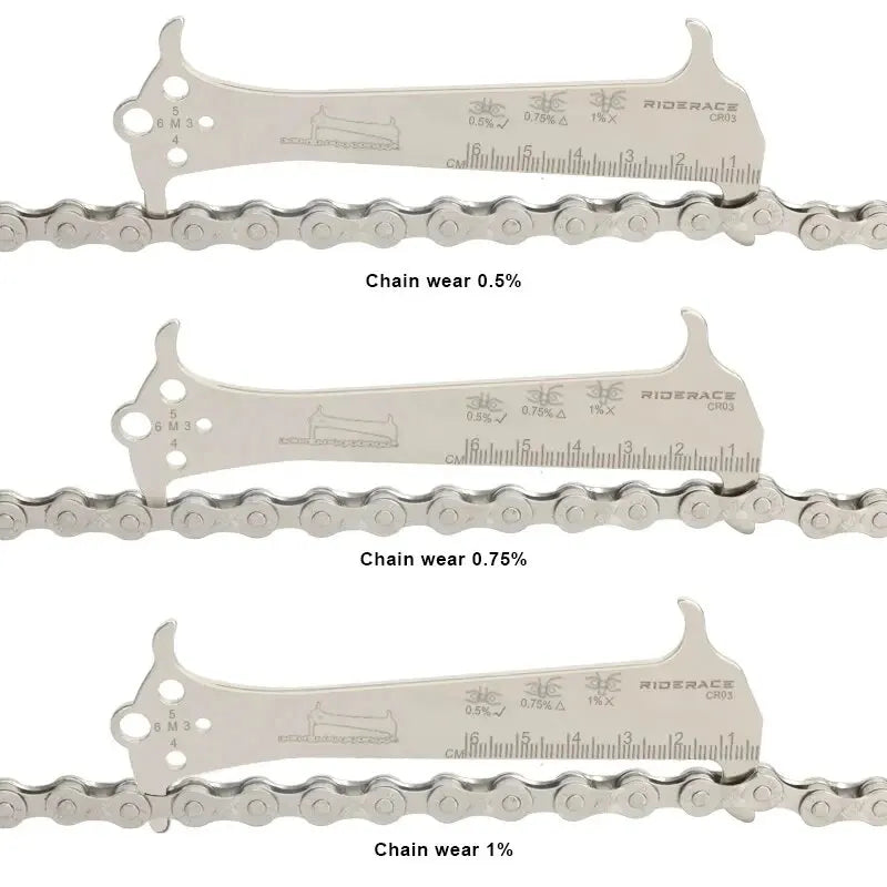Bicycle Chain Wear Indicator Ruler Repair Tool Stainless Steel Mountain Road Bike Chain Gauge Measurement Checker Screw Diameter