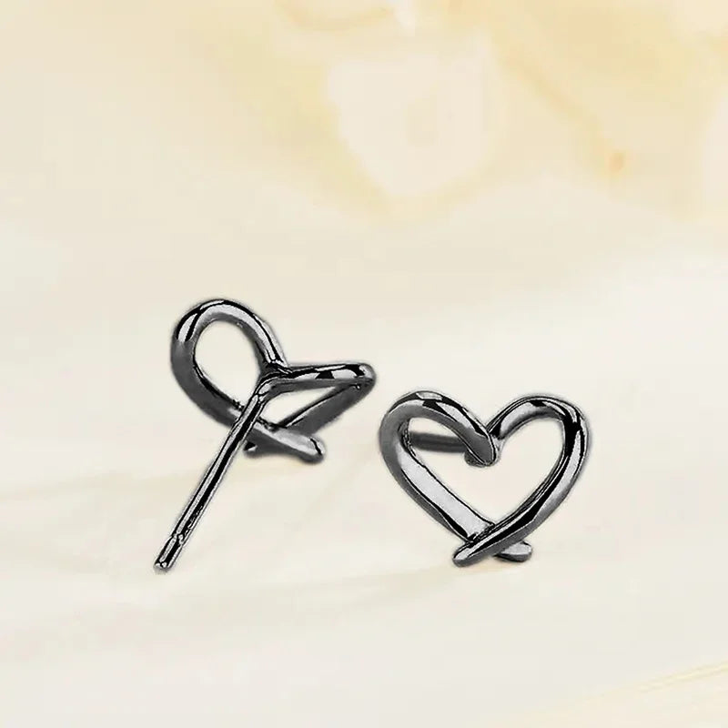 Minimalist Heart Shaped Stud Earrings for Women Glossy Neat Fresh Teens Ear Accessories Charms Daily Wear Party Jewelry
