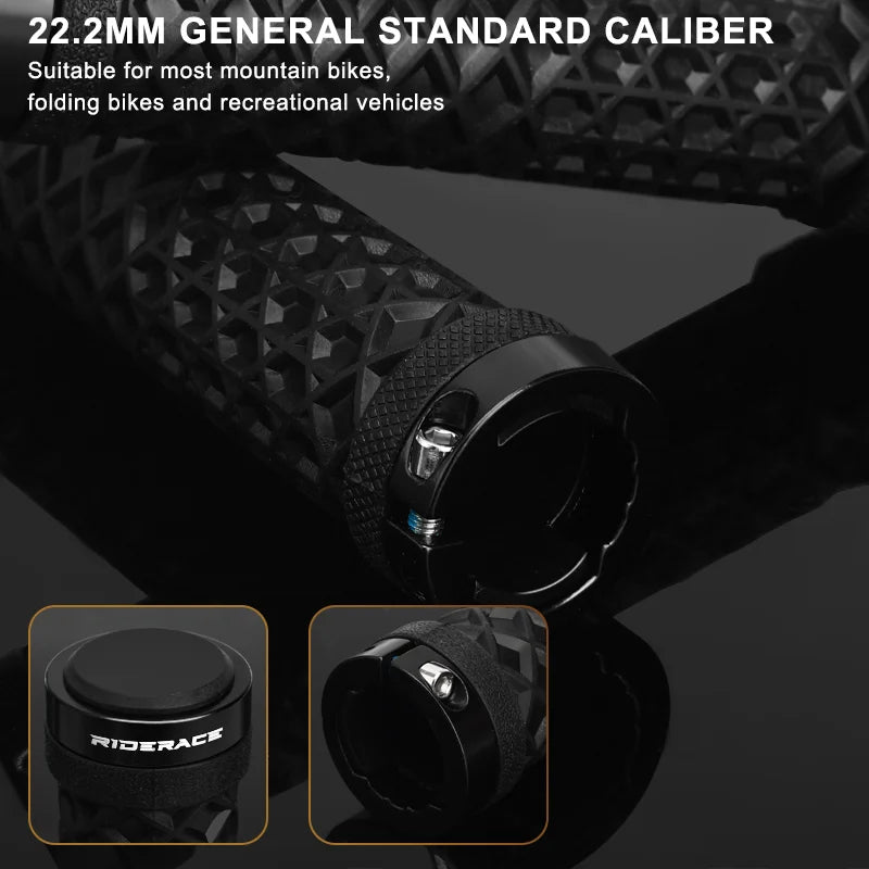 RIDERACE Bicycle Handlebar Grips Soft Rubber MTB Mountain Bike Lock on Handle Bar Cover Shockproof Anti-Slip Ergonomic Cycling