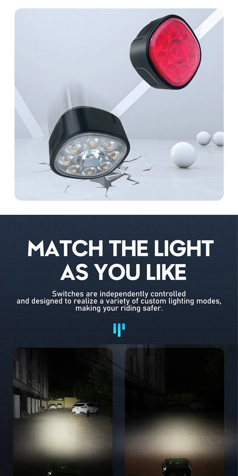 Bike Lights Set High Brightness MTB Bicycle Lamp Type-C Rechargeable Front and Rear Cycling Safety LED Lighting Bicycle Lantern